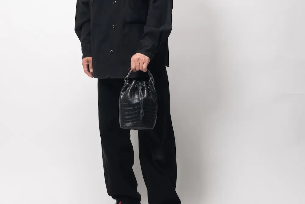 マットクロコ巾着正面