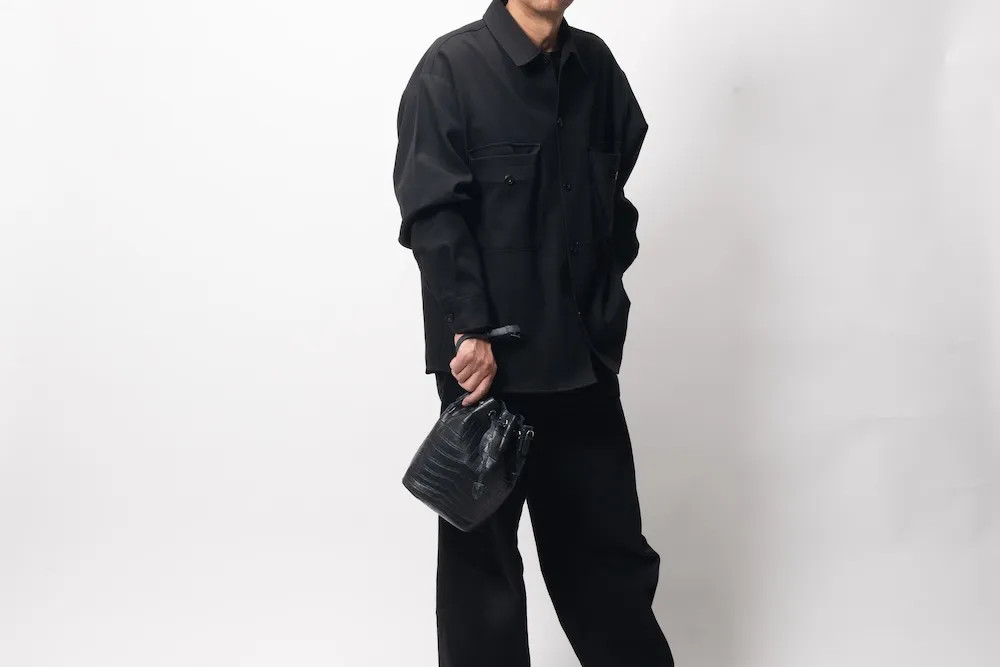 マットクロコ巾着 手持ち