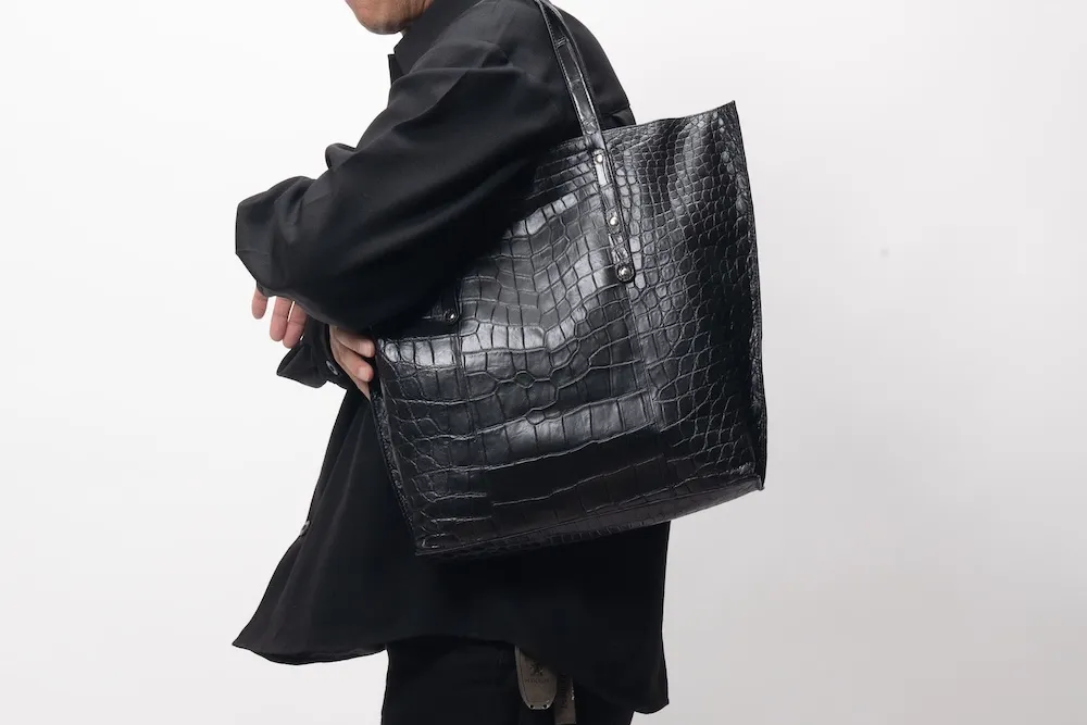 マットクロコソフトトート黒 肩掛け