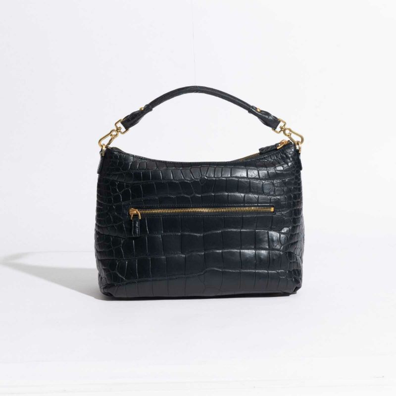 MADE IN ITALYクロコバッグカラブリアンブラック1