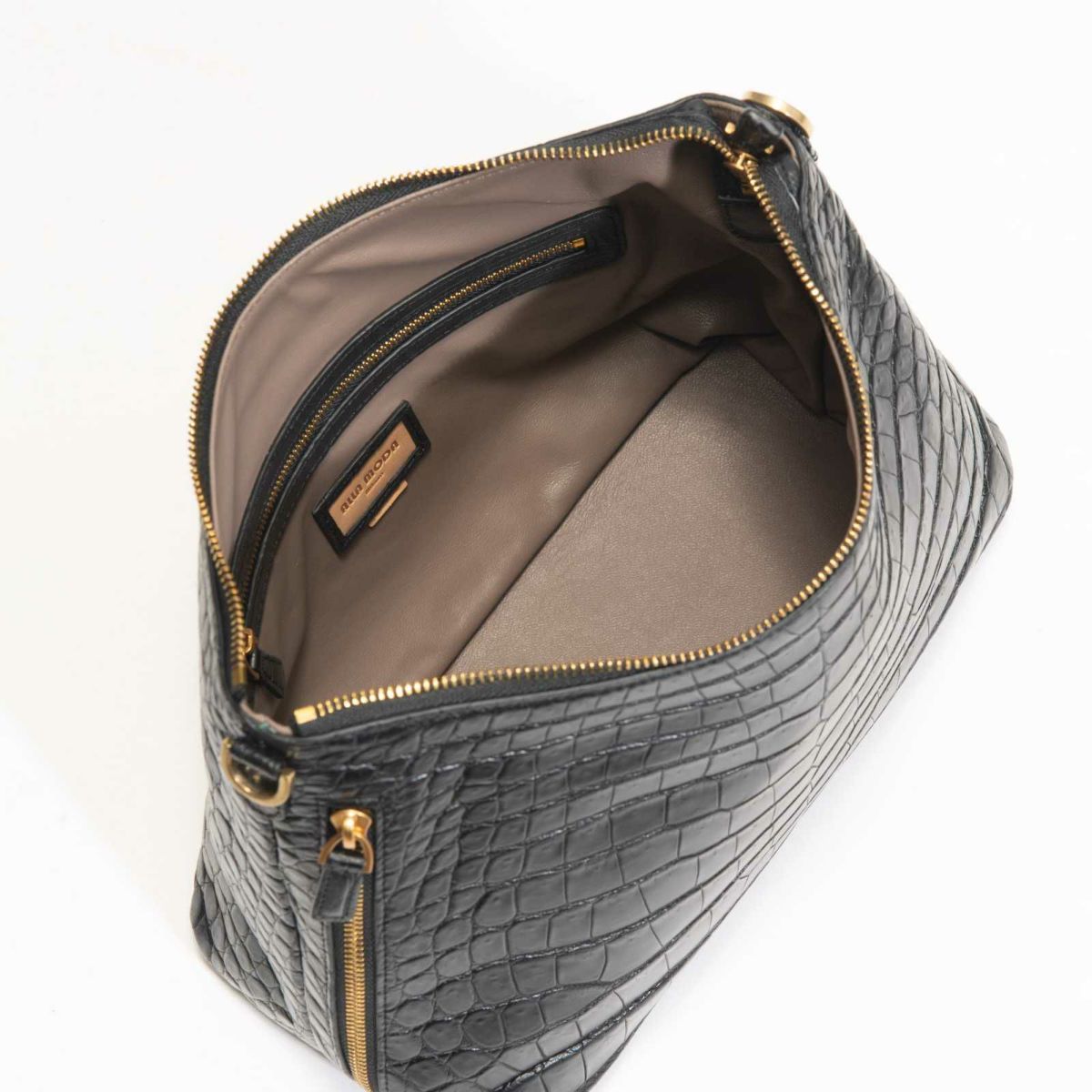 MADE IN ITALYクロコバッグカラブリアンブラック3