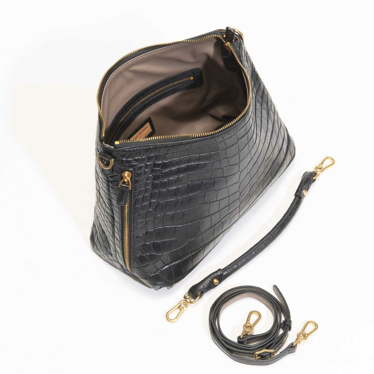 MADE IN ITALYクロコバッグカラブリアンブラック4