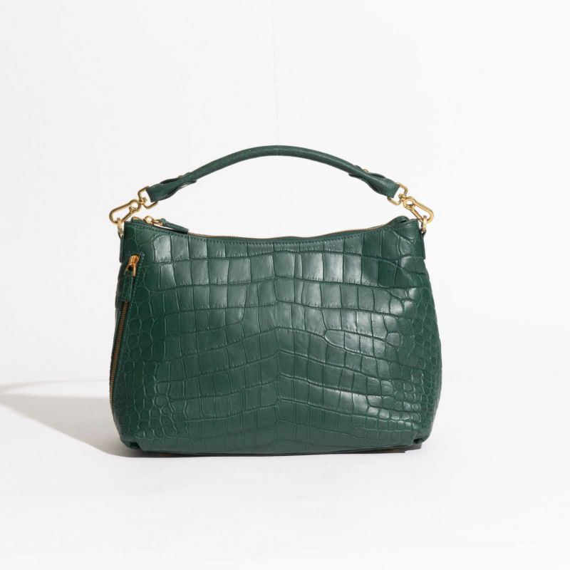 MADE IN ITALYクロコバッグティレニアングリーン