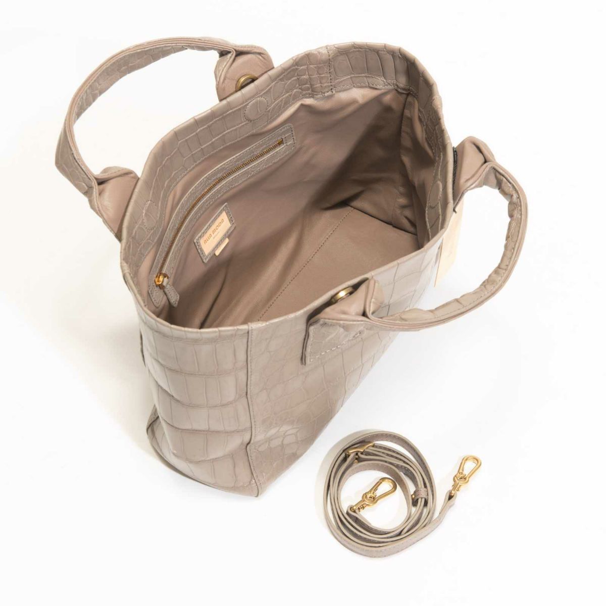 MADE IN ITALYクロコバッグミラネーゼトープ5