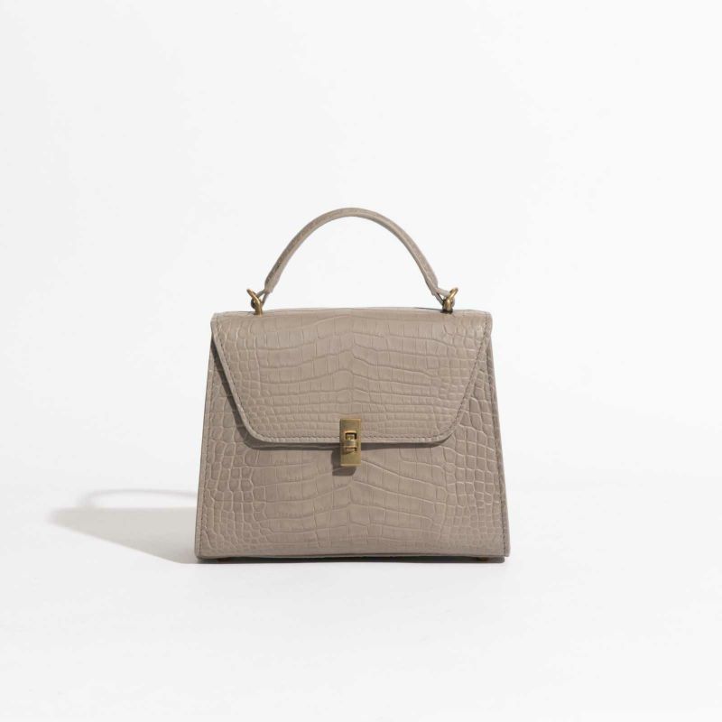 MADE IN ITALYクロコバッグ中ミラネーゼトープ