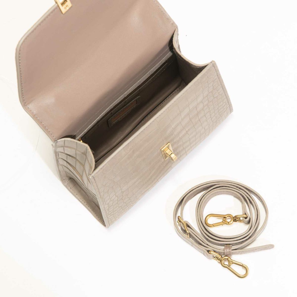 MADE IN ITALYクロコバッグ中ミラネーゼトープ4