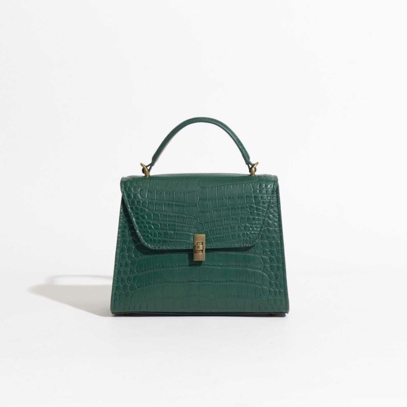 MADE IN ITALYクロコバッグ中ティレニアングリーン