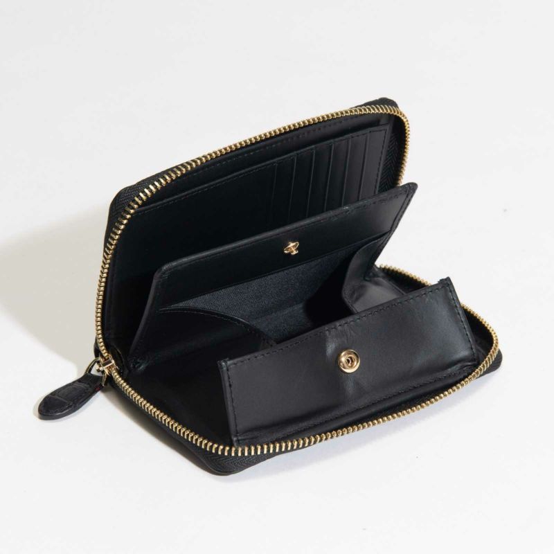 ベビーホーンクロコラウンドサイフブラック3