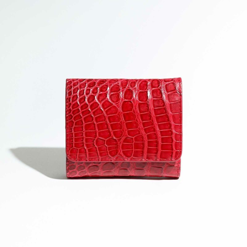 マットクロコ折財布レッド