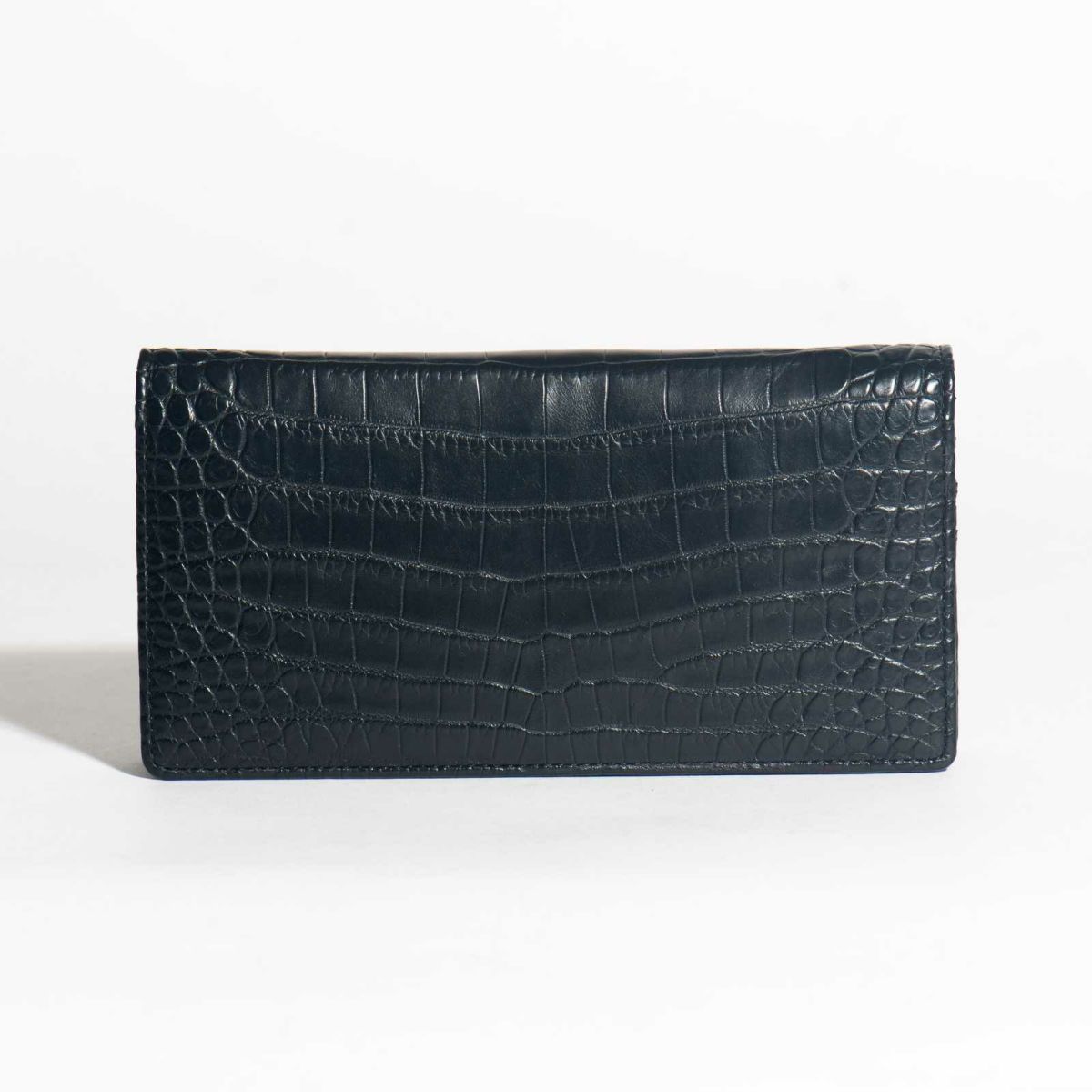 メンズ マットクロコ長束入れ裏面クロコブラック