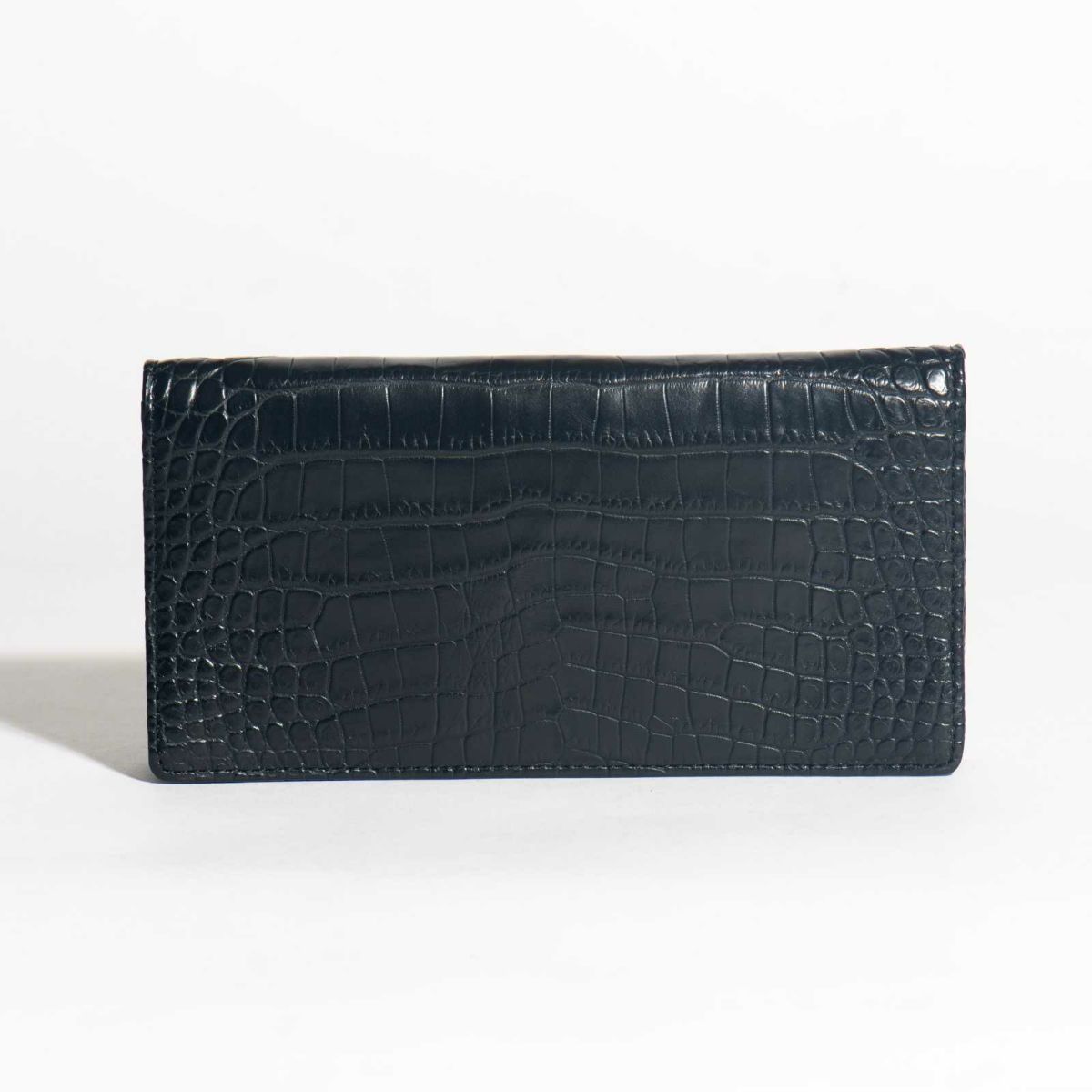 メンズ マットクロコ長束入れ裏面クロコブラック1