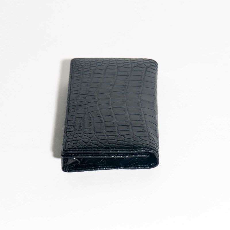 メンズ マットクロコ長束入れ裏面クロコブラック2