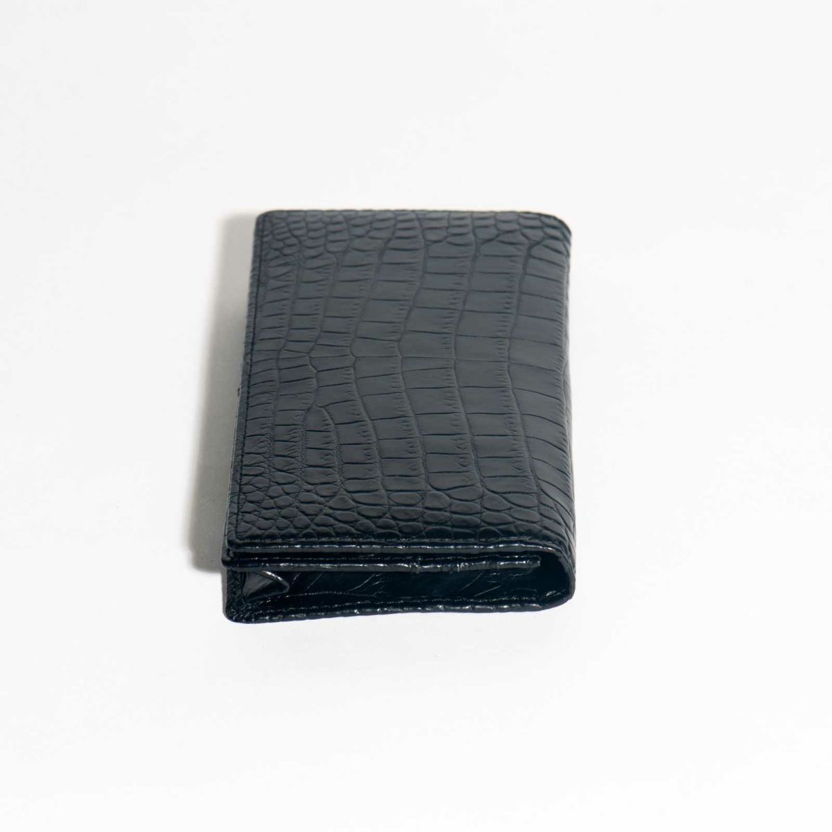 メンズ マットクロコ長束入れ裏面クロコブラック2