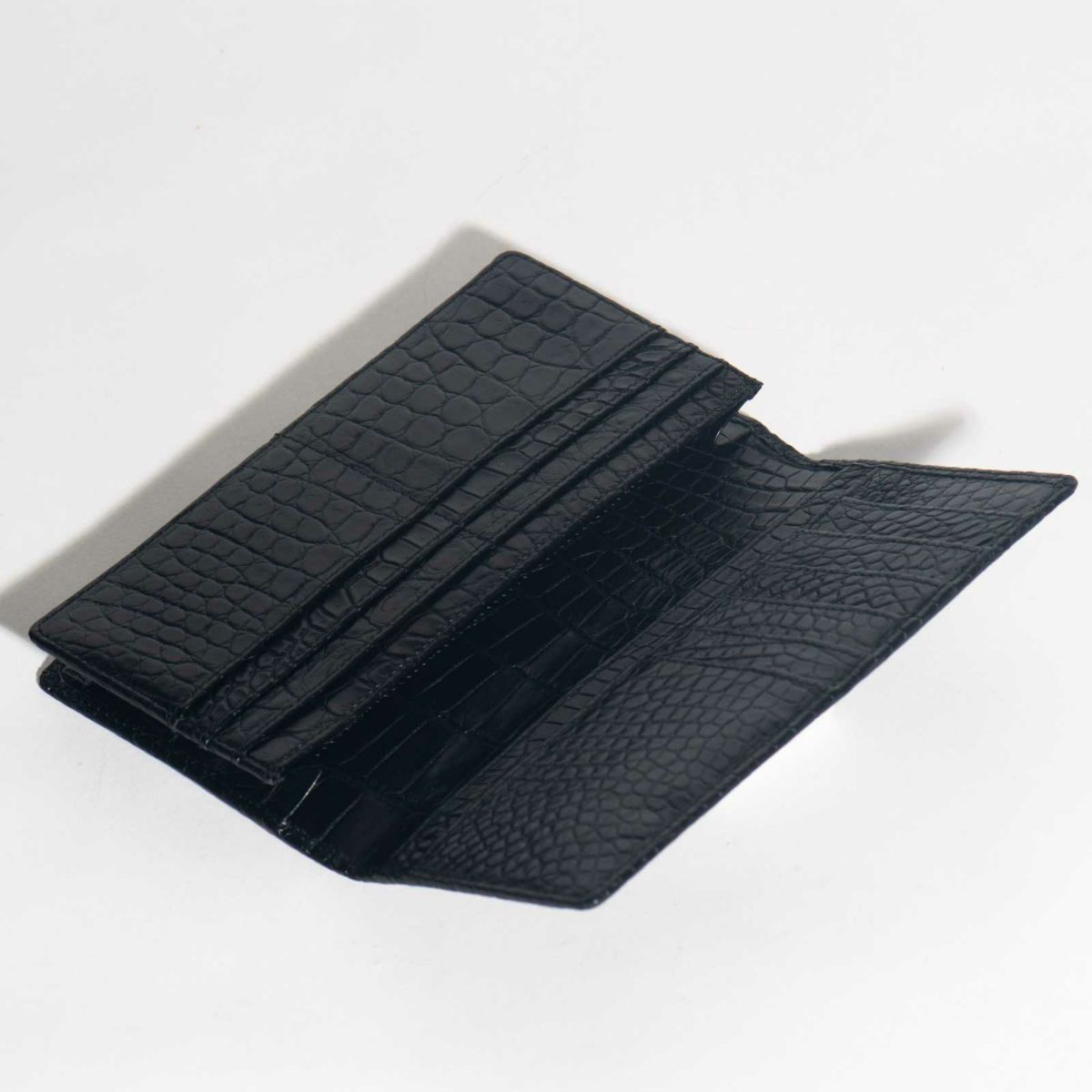 メンズ マットクロコ長束入れ裏面クロコブラック3