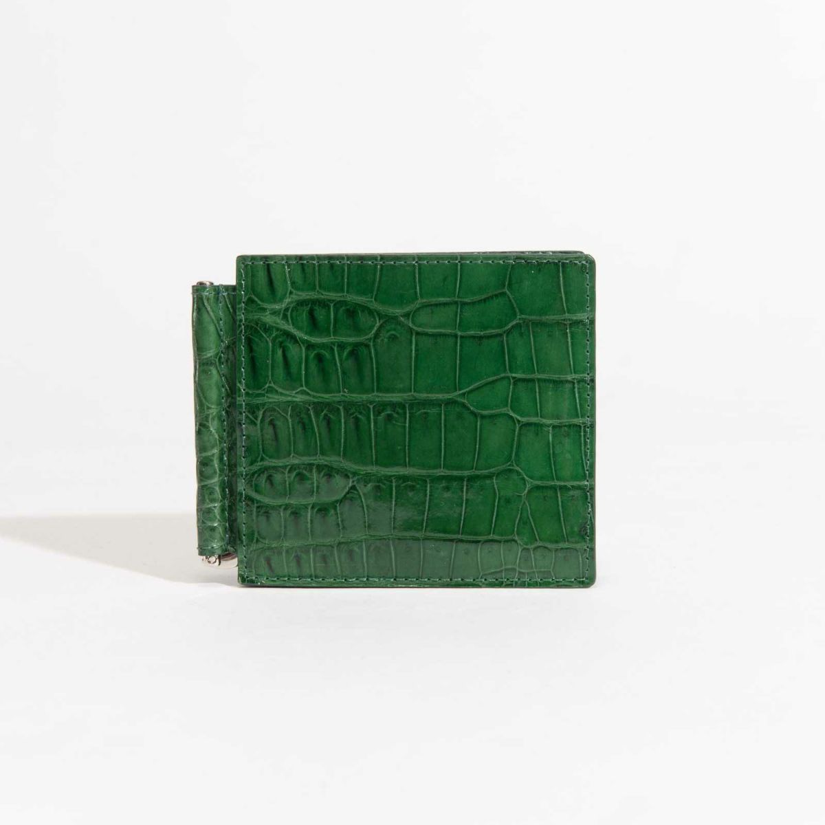 シャイニングクロコマネークリップ 裏面クロコシャイニンググリーン