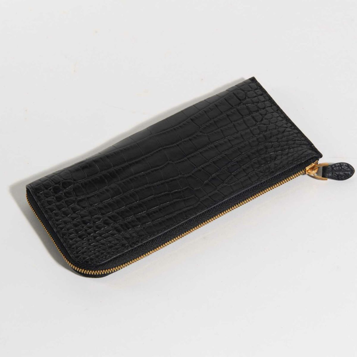 最高級 MADE IN ITALYクロコL字型サイフカラブリアンブラック2