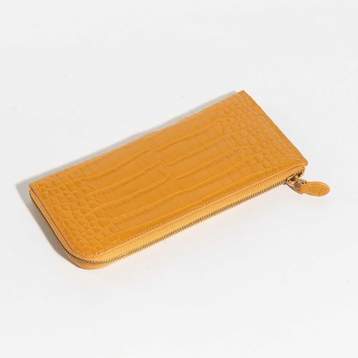 最高級 MADE IN ITALYクロコL字型サイフトスカーナイエロー2