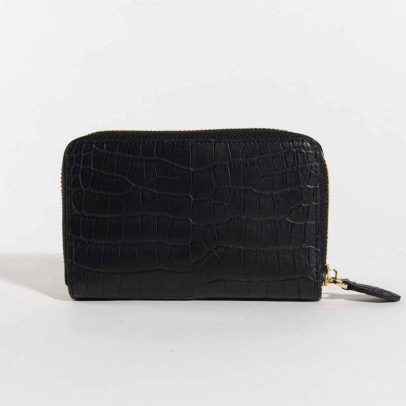 MADE IN ITALYクロコラウンドサイフ本シリーズ唯一のメンズテイストモデルカラブリアンブラック1