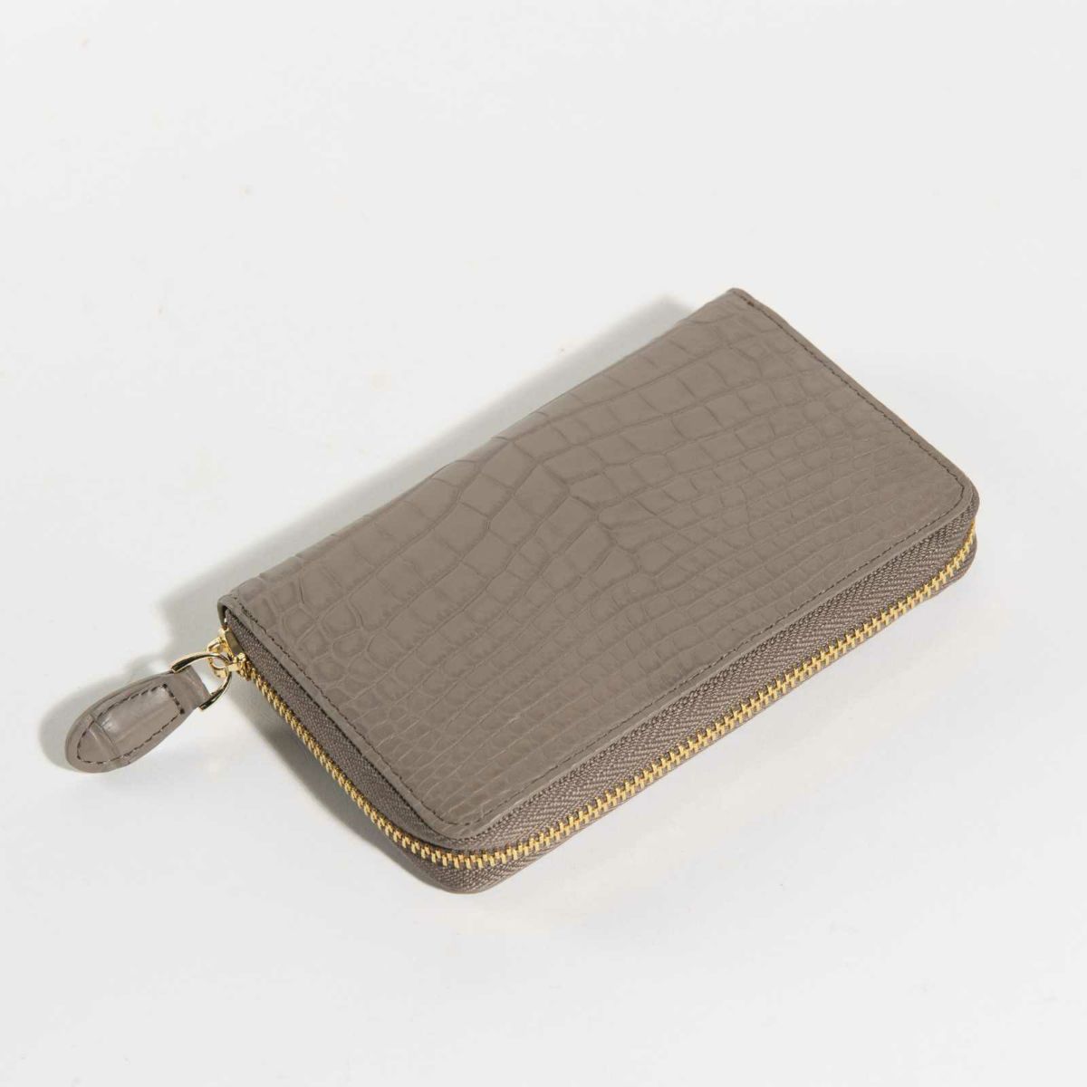 MADE IN ITALYクロコラウンドサイフ本シリーズ唯一のメンズテイストモデルミラネーゼトープ2