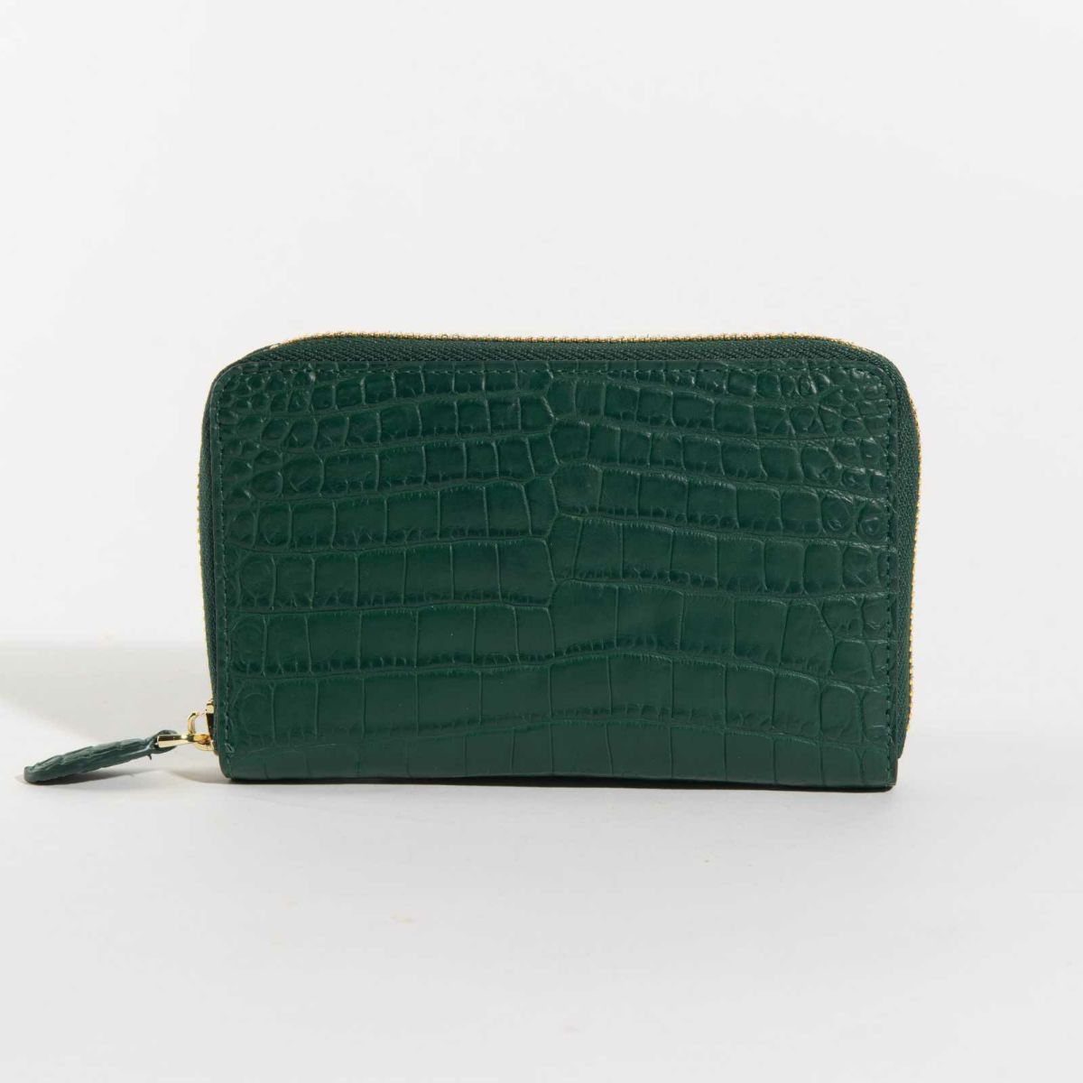 MADE IN ITALYクロコラウンドサイフ本シリーズ唯一のメンズテイストモデルティレニアングリーン