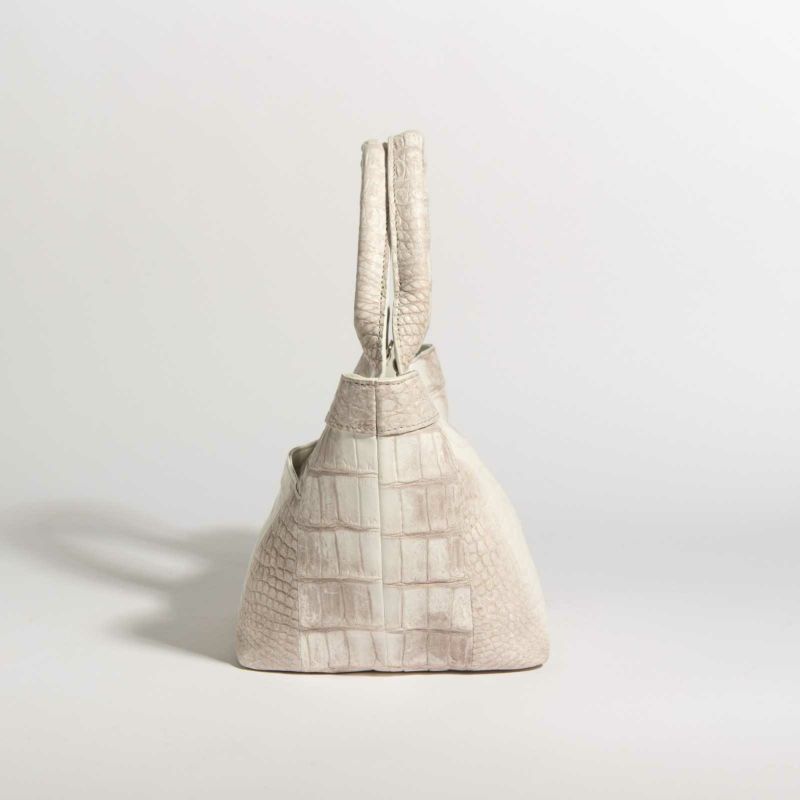 ヒマラヤ染めマットクロコ2匹使い裏面ラムレザー使いバッグ3