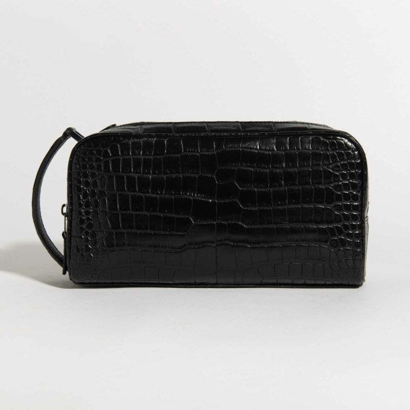 センター使いマットクロコWファスナーメンズバッグ